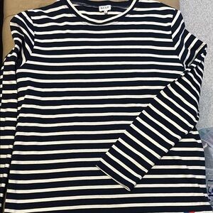 KULE Navy and White Striped Top
